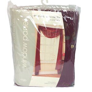 Target Home Window Panel Drapery, Burgundy Ribbon Embroidery Scarf, 216x54in, Lo